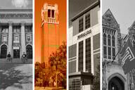 The campuses of Barnard University, University of Florida, Michigan State University and Temple University.