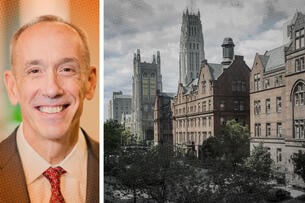 Thomas Brock, director of Community College Research Center, next to a campus image.