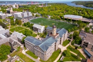 An aerial view of Dalhousie University on a sunny day