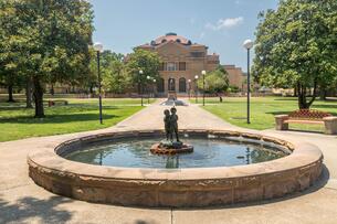 Picturesque fountain of children situated in front of Southern Illinois University in Carbondale