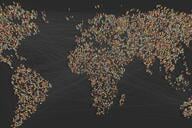 An image of a world map made up of individual people.
