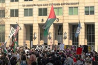 Protesters in front of the ICE building in Washington, D.C.