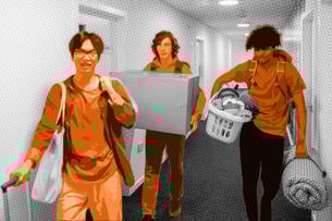 Students moving into a dorm