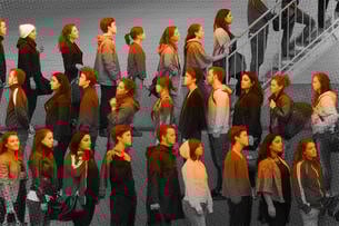 A long line of people waiting