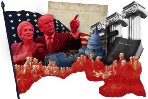 A collage of various United States civic elements.